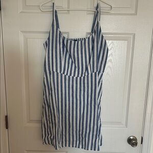 Blue and White Striped Sleeveless Dress or Oversized Top